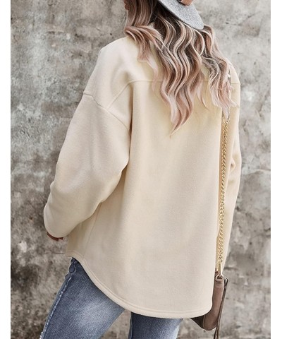 Women's Long sleeve Button Up Lightweight Soft Warm Fleece Jacket Coat Beige $21.82 Jackets