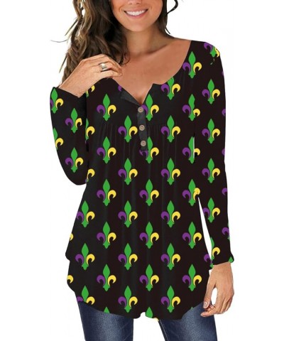 St Patrick's Day Women's Lucky Shamrocks Printed Button Collar Short Sleeve Pleated Tunic Tops Purple Green-e $23.36 Others