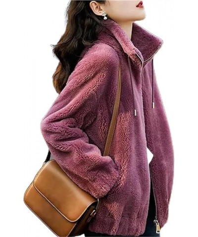 Padded Coat Stand-Collar Double-faced Fleece Jacket, Women Fleece Jacket Full Zip Rose $11.21 Jackets