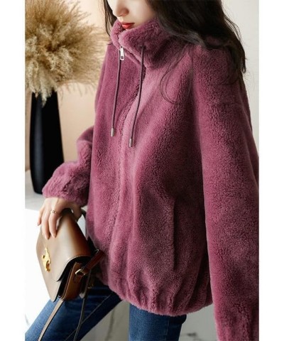 Padded Coat Stand-Collar Double-faced Fleece Jacket, Women Fleece Jacket Full Zip Rose $11.21 Jackets