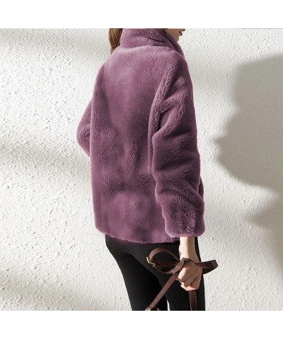 Padded Coat Stand-Collar Double-faced Fleece Jacket, Women Fleece Jacket Full Zip Rose $11.21 Jackets