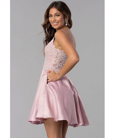 Short Beaded Lace Appliques Satin Homecoming Dresses with Pockets V-Neck Formal Prom Party Gown Yellow $38.24 Dresses