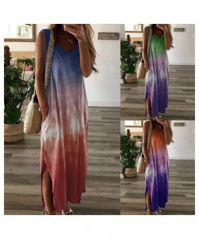 Maxi Dresses for Women,2024 Spring Summer Trendy Striped Print Beach Sundress,Casual V Neck Color Block Long Dress Z02-green ...