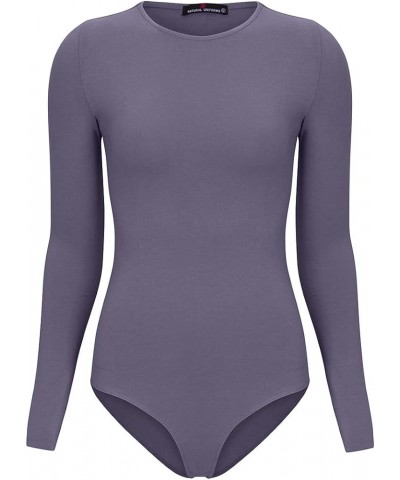 Long Sleeve Body Suit-Breathable Cotton Stretch Charcoal $10.00 Bodysuits