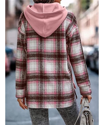 Women's Plaid Patchwork Hooded Sweatshirts Trendy Fall Tops Color Block Split Front Pullover Sweatshirt Pink $14.08 Hoodies &...