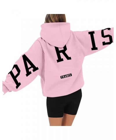 Women's New York Printed Fashion Hoodie Long Sleeved Pullover Hooded Sweatshirt Fall Winter Casual Lightweight Top 1-pink $9....