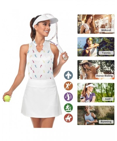 Women's Sleeveless Golf Shirts Printed Moisture Wicking V Neck Golf Polo Shirts Racerback Golf Tank Tops 76-white Print (Race...