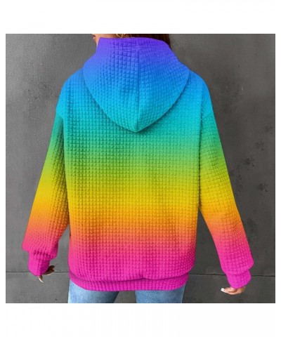 Hoodies for Women Casual Round Neck Gradient Printed Long Sleeve Sweatshirt Loose Pullover Hooded Sweatshirt Top 1-multicolor...