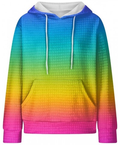 Hoodies for Women Casual Round Neck Gradient Printed Long Sleeve Sweatshirt Loose Pullover Hooded Sweatshirt Top 1-multicolor...