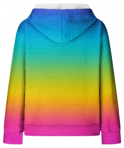 Hoodies for Women Casual Round Neck Gradient Printed Long Sleeve Sweatshirt Loose Pullover Hooded Sweatshirt Top 1-multicolor...