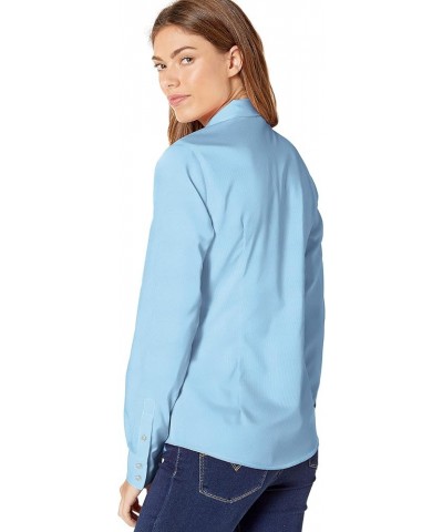 Women's Printed Long Sleeve Shirt Light Blue $23.00 Blouses