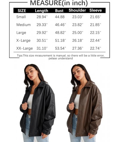 Women's Oversized Jackets, Leather Faux Motorcycle Plus Size Moto Biker Coat Fall Outfits Fashion Clothes 2024 Brown $32.32 C...