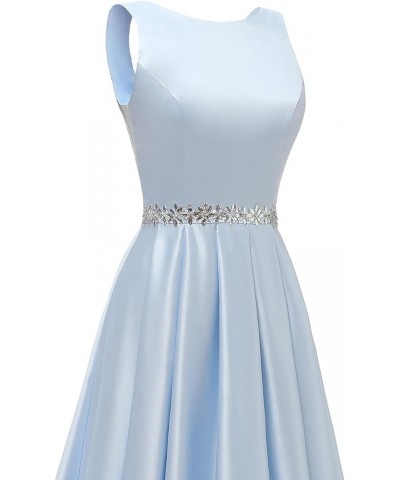 Satin Prom Dresses Long for Women A-Line Beaded Belt Formal Evening Party Ball Gowns with Pockets Mint Green $37.60 Dresses