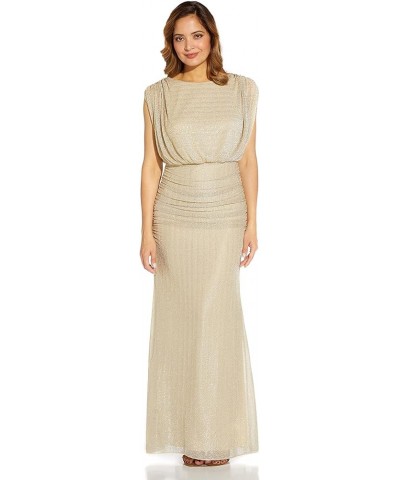 Women's Metallic Mesh Gown Champagne $71.52 Dresses