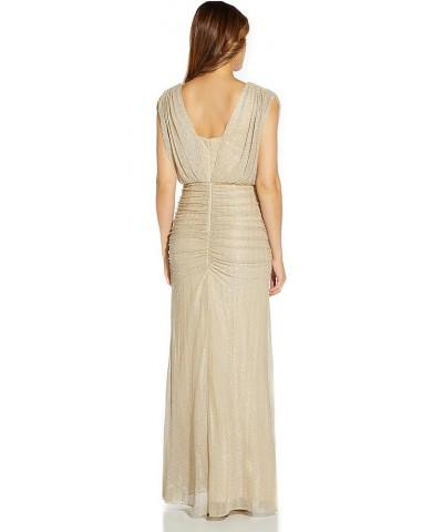 Women's Metallic Mesh Gown Champagne $71.52 Dresses