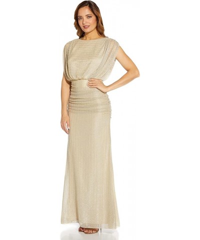 Women's Metallic Mesh Gown Champagne $71.52 Dresses