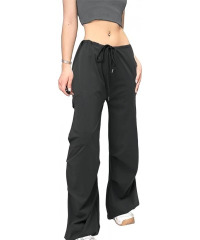 Parachute Pants for Women Cargo Pants Womens Baggy Low Waist Y2K Pants with Pockets Relaxed Jogger A2-dark Grey $15.05 Pants