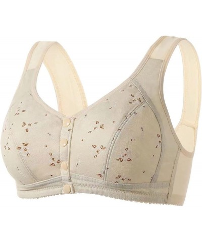 Push Up Bras for Women Convenient Front Buckle Bra Everyday Bralette with Support Soft Breathable Floral Underwear C beige Li...