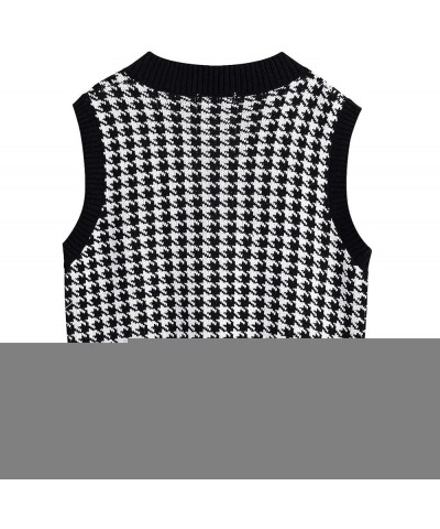 Women's Fashion Sweaters Trendy 2023 Fall Pullover Shirt Collision Color Sleeveless Sweater Vest Cropped Black $12.86 Sweaters