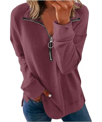 Women's Half Zip Oversized Sweatshirts Fleece Long Sleeve Hoodies Casual Sweaters with Pockerts 1-wine $10.25 Hoodies & Sweat...