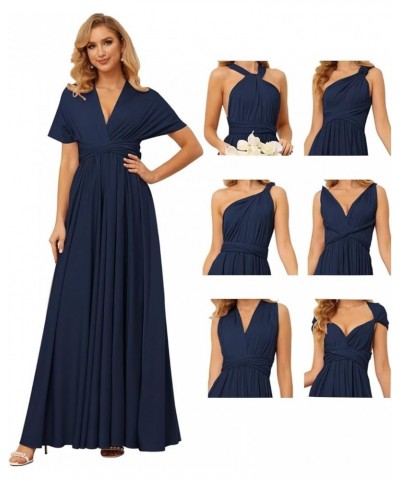 Infinity Dresses for Bridesmaids Long for Women Convertible Dresses Transformer Multiway Twist Wrap Midi Dresses QA070 Navy B...