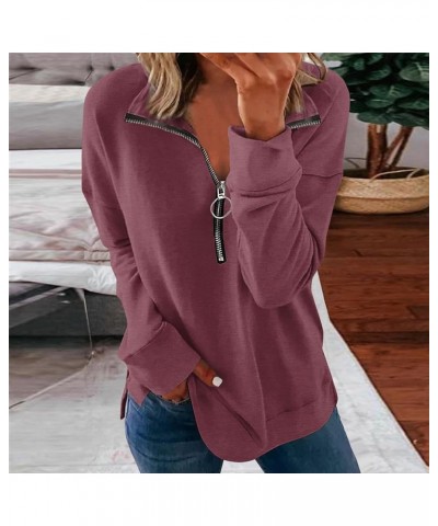 Women's Half Zip Oversized Sweatshirts Fleece Long Sleeve Hoodies Casual Sweaters with Pockerts 1-wine $10.25 Hoodies & Sweat...