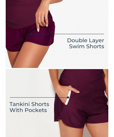 Tankini Swimsuits for Women Tummy Control Two Piece Bathing Suits with Sporty Pockets Boy Shorts Plum $18.04 Swimsuits