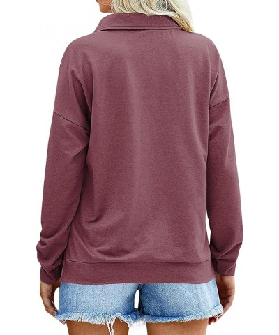 Women's Half Zip Oversized Sweatshirts Fleece Long Sleeve Hoodies Casual Sweaters with Pockerts 1-wine $10.25 Hoodies & Sweat...