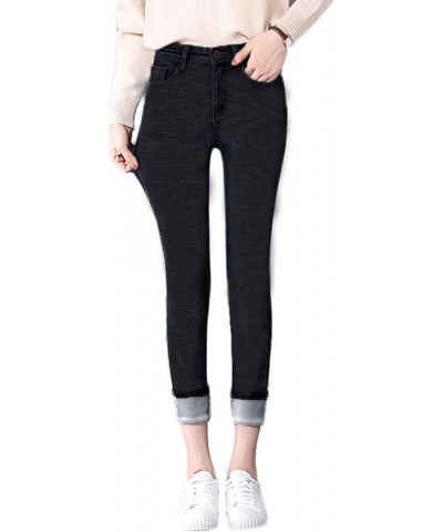 Winter Jeans for Women Fleece Lined Jeans Thermal High Waisted Stretchy Jeggings Warm Thick Denim Pants Black B $17.97 Jeans