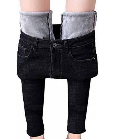 Winter Jeans for Women Fleece Lined Jeans Thermal High Waisted Stretchy Jeggings Warm Thick Denim Pants Black B $17.97 Jeans