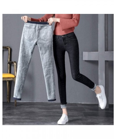 Winter Jeans for Women Fleece Lined Jeans Thermal High Waisted Stretchy Jeggings Warm Thick Denim Pants Black B $17.97 Jeans