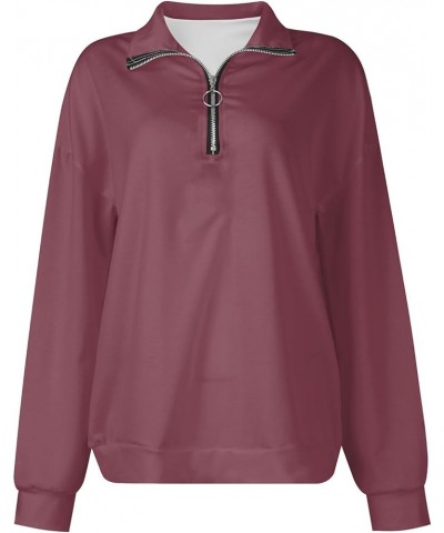 Women's Half Zip Oversized Sweatshirts Fleece Long Sleeve Hoodies Casual Sweaters with Pockerts 1-wine $10.25 Hoodies & Sweat...