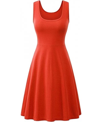 Women's Sleeveless Midi Dresses Summer Casual Flared Tank A Line Swing Dresses Orange $11.25 Dresses