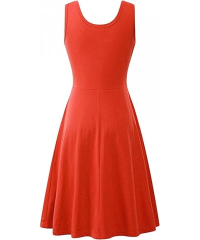 Women's Sleeveless Midi Dresses Summer Casual Flared Tank A Line Swing Dresses Orange $11.25 Dresses