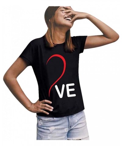 Couples Matching Shirts for Him and Her Men Women LO VE Print Valentine's Day Short Sleeve Couple T-Shirt Blouse Tops Men 03-...