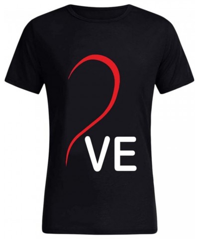 Couples Matching Shirts for Him and Her Men Women LO VE Print Valentine's Day Short Sleeve Couple T-Shirt Blouse Tops Men 03-...