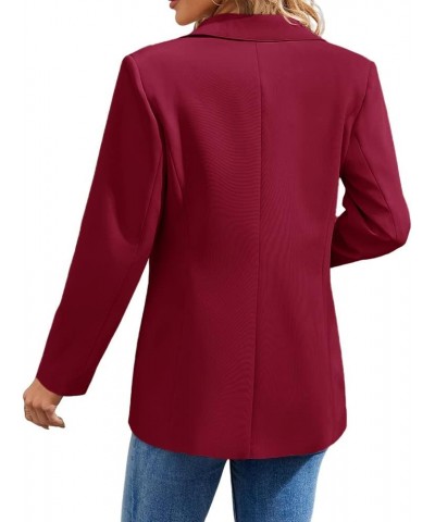 Womens Casual Blazers Open Front Long Sleeve Lapel Collar Work Office Jacket Wine Red $24.36 Blazers