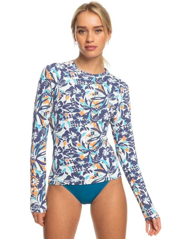 Women's Standard Sea Skippin UPF 50 Long Sleeve Rashguard Bijou Blue Tropical Daze 232 $25.77 Swimsuits