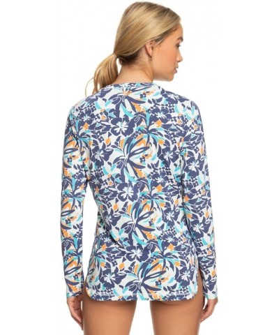 Women's Standard Sea Skippin UPF 50 Long Sleeve Rashguard Bijou Blue Tropical Daze 232 $25.77 Swimsuits