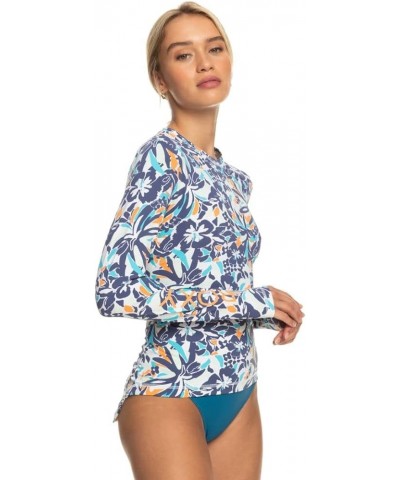 Women's Standard Sea Skippin UPF 50 Long Sleeve Rashguard Bijou Blue Tropical Daze 232 $25.77 Swimsuits