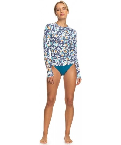 Women's Standard Sea Skippin UPF 50 Long Sleeve Rashguard Bijou Blue Tropical Daze 232 $25.77 Swimsuits