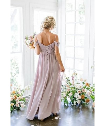 Women's Cold Shoulder Bridemaid Dresses Ruched Chiffon Sweetheart Corset Formal Evening Party Dress with Pockets Coral $17.86...