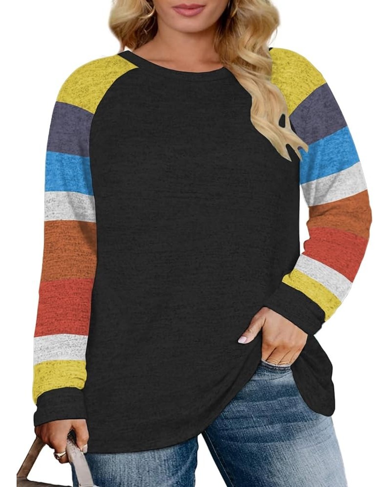 Plus Size Sweatshirts for Women Long Sleeve Oversized Tunic Tops 01_black_yp $10.99 Others