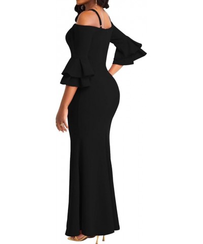 Women Evening Dress Bodycon Long Maxi Dresses Sexy Floor Length Mermaid Dress D-black $21.56 Dresses