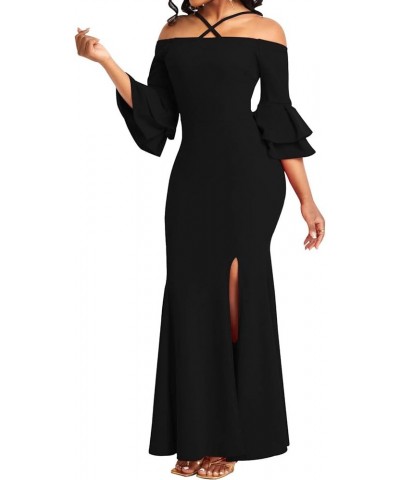 Women Evening Dress Bodycon Long Maxi Dresses Sexy Floor Length Mermaid Dress D-black $21.56 Dresses