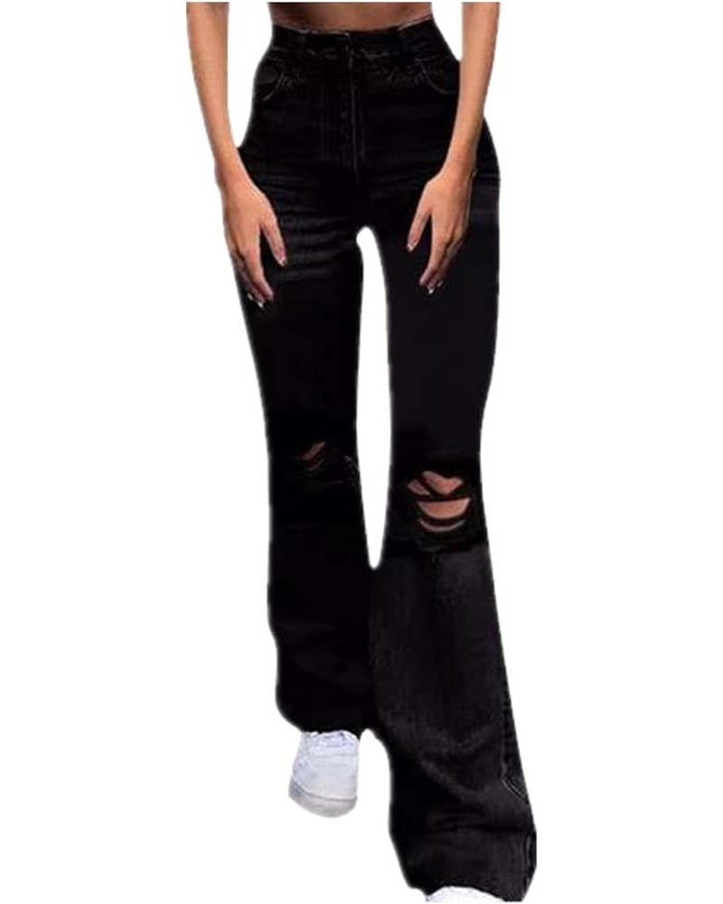 Retro Waisted Skinny Distressed Jeans - Comfortable Y2K Street Style for - Stretch & Women Jeans Black $22.10 Jeans