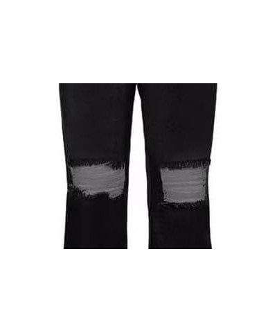 Retro Waisted Skinny Distressed Jeans - Comfortable Y2K Street Style for - Stretch & Women Jeans Black $22.10 Jeans