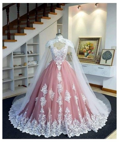 Puffy Off Shoulder Quinceanera Dresses with Cape Ball Gown Tulle Lace Prom Dresses with White Appliques Dark Sage $67.08 Dresses