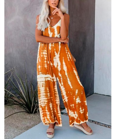 Womens Casual Overalls Baggy Wide Leg Jumpsuits Linen Bib Pants Style E-orange $19.17 Overalls