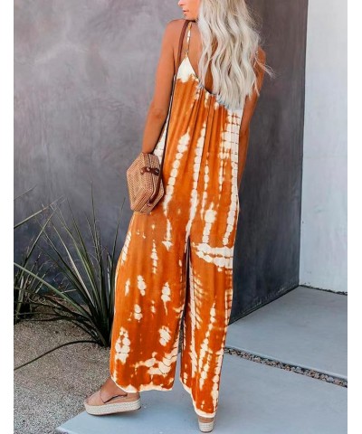 Womens Casual Overalls Baggy Wide Leg Jumpsuits Linen Bib Pants Style E-orange $19.17 Overalls